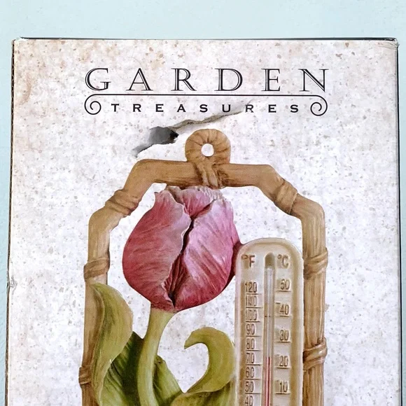 Pink Tulip Indoor/Outdoor Resin Thermometer Wall Decor - Picture 9 of 9